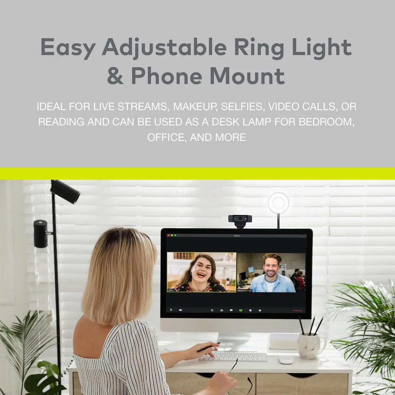 Alt view image 5 of 7 - Knox Gear Selfie Ring Light Stand with Cell Phone Holder and Webcam/Camera Mount
