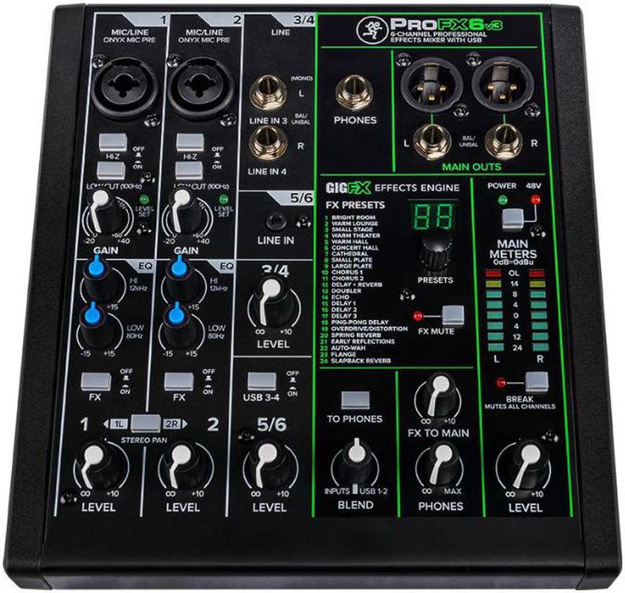 Alt view image 10 of 20 - Mackie ProFX Series, 6 Mixer - Unpowered, 6-Channel w/USB (ProFX6v3)