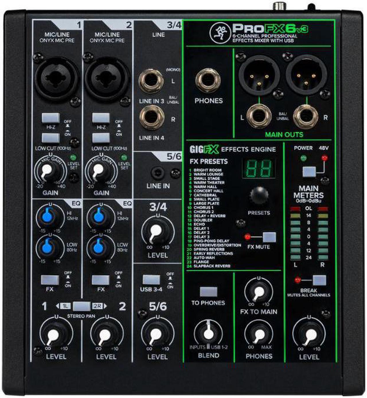 Alt view image 7 of 20 - Mackie ProFX Series, 6 Mixer - Unpowered, 6-Channel w/USB (ProFX6v3)
