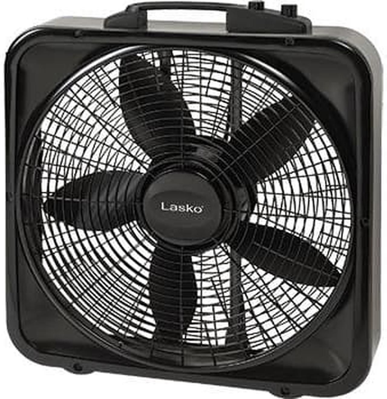 Alt view image 4 of 15 - Lasko 20" Weather-Shield Select Box Fan with Thermostat - 20" Diameter - 3 Speed - Carrying Handle, Thermostat, Anti-slip Feet - 22.5" Height x 4.5" Width - Black
