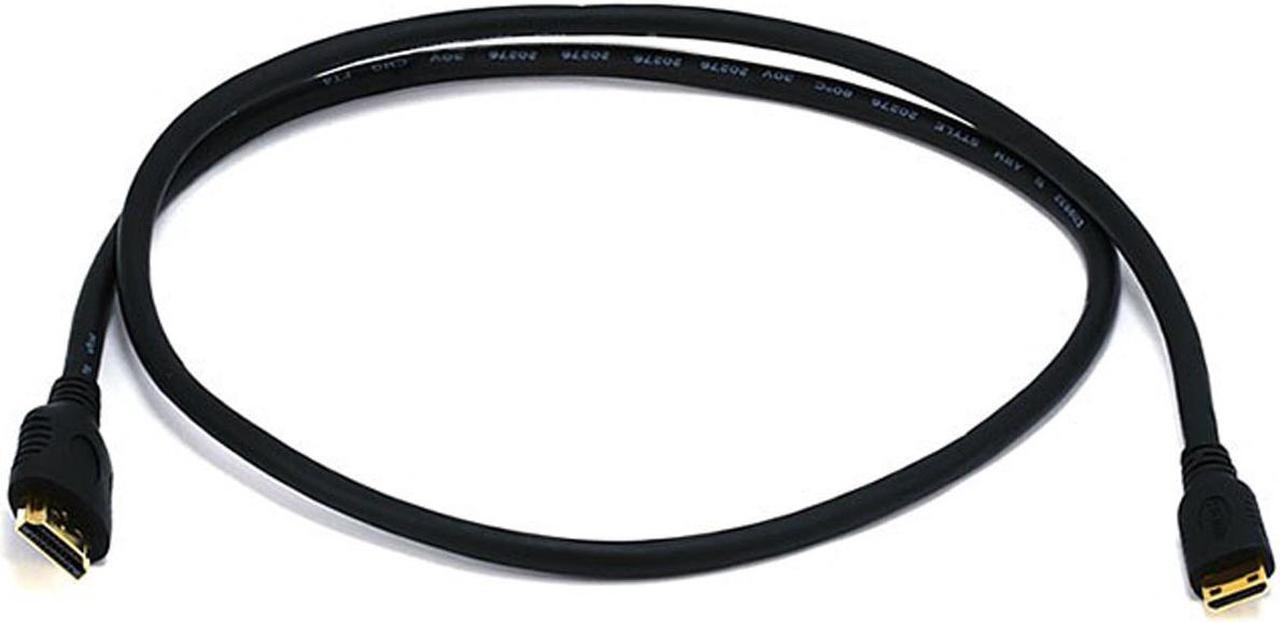 Alt view image 6 of 16 - Monoprice High Speed HDMI Cable - 6 Feet - Black | Blackwith HDMI Mini Connector, 4K @ 24Hz, 10.2Gbps, 30AWG