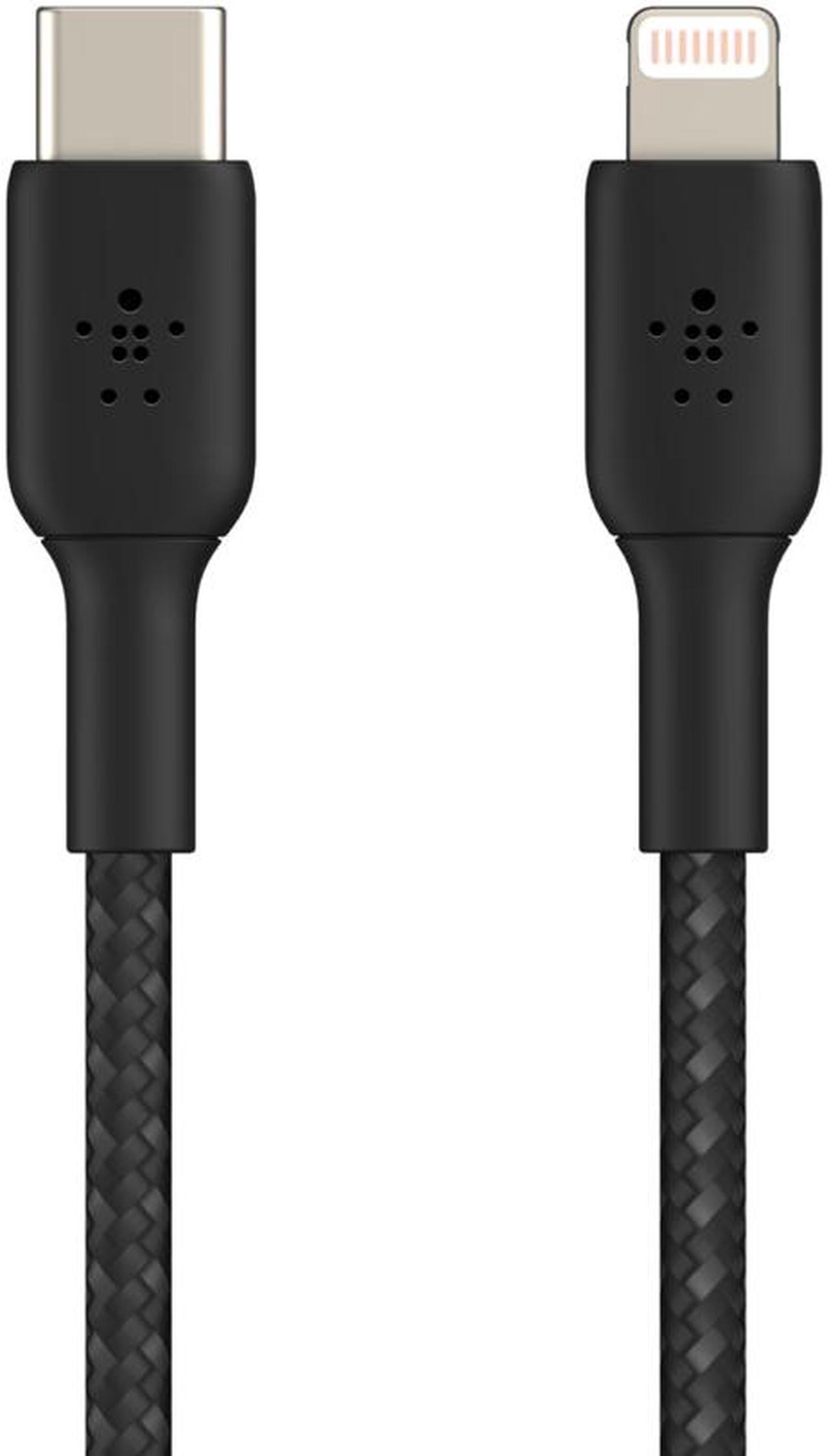 BELKIN CAA004bt1MBK BOOST CHARGE Black Braided USB-C to Lightning Cable 3.28 ft. (1 m)