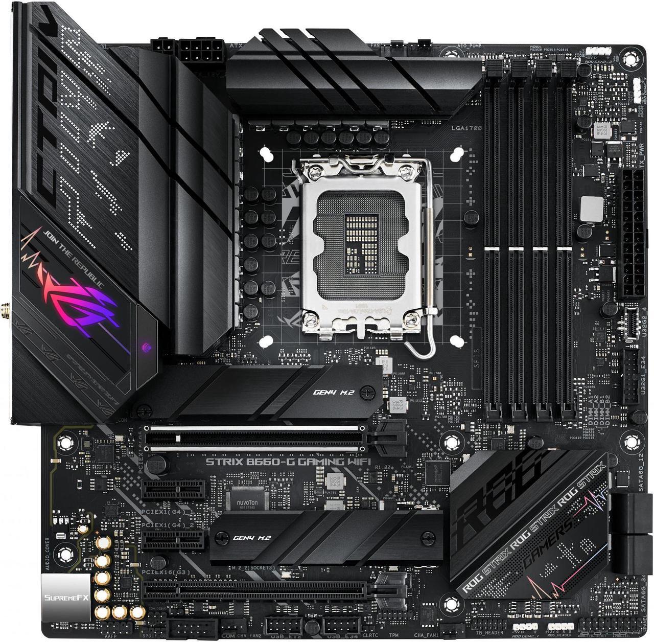 Main image of ASUS ROG Strix B660-G Gaming WIFI Intel LGA 1700 Micro ATX DDR5 Motherboard