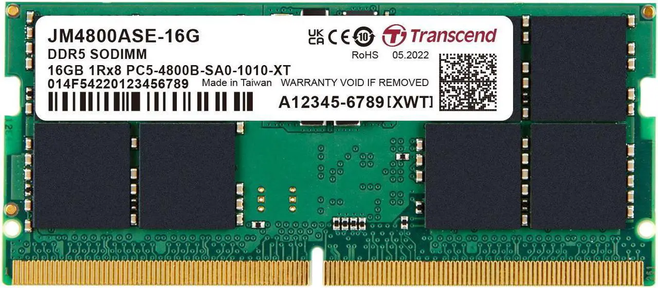 Transcend DDR5 4800 16GB SODIMM 新品未使用 TRANSCEND 16GB DDR5 4800MHZ LAPTOP MEMORY - NEXXCOM COMPUTERS