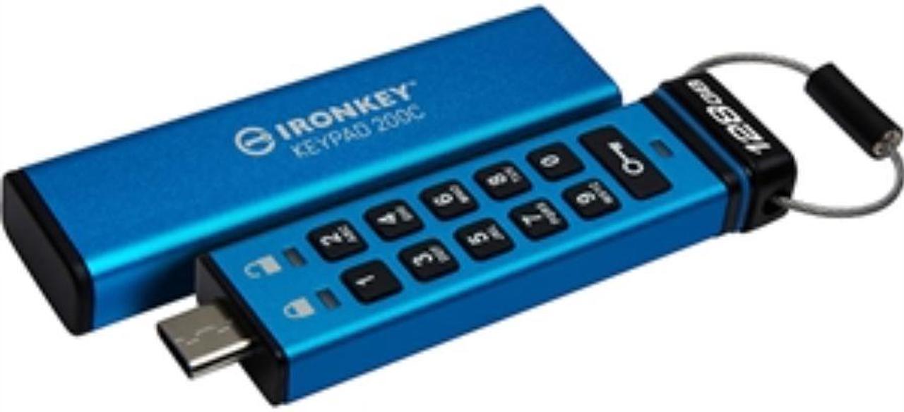 KINGSTON IronKey Keypad 200 128GB USB 3.2 (Gen 1) Type C Flash Drive - IKKP200C/128GB