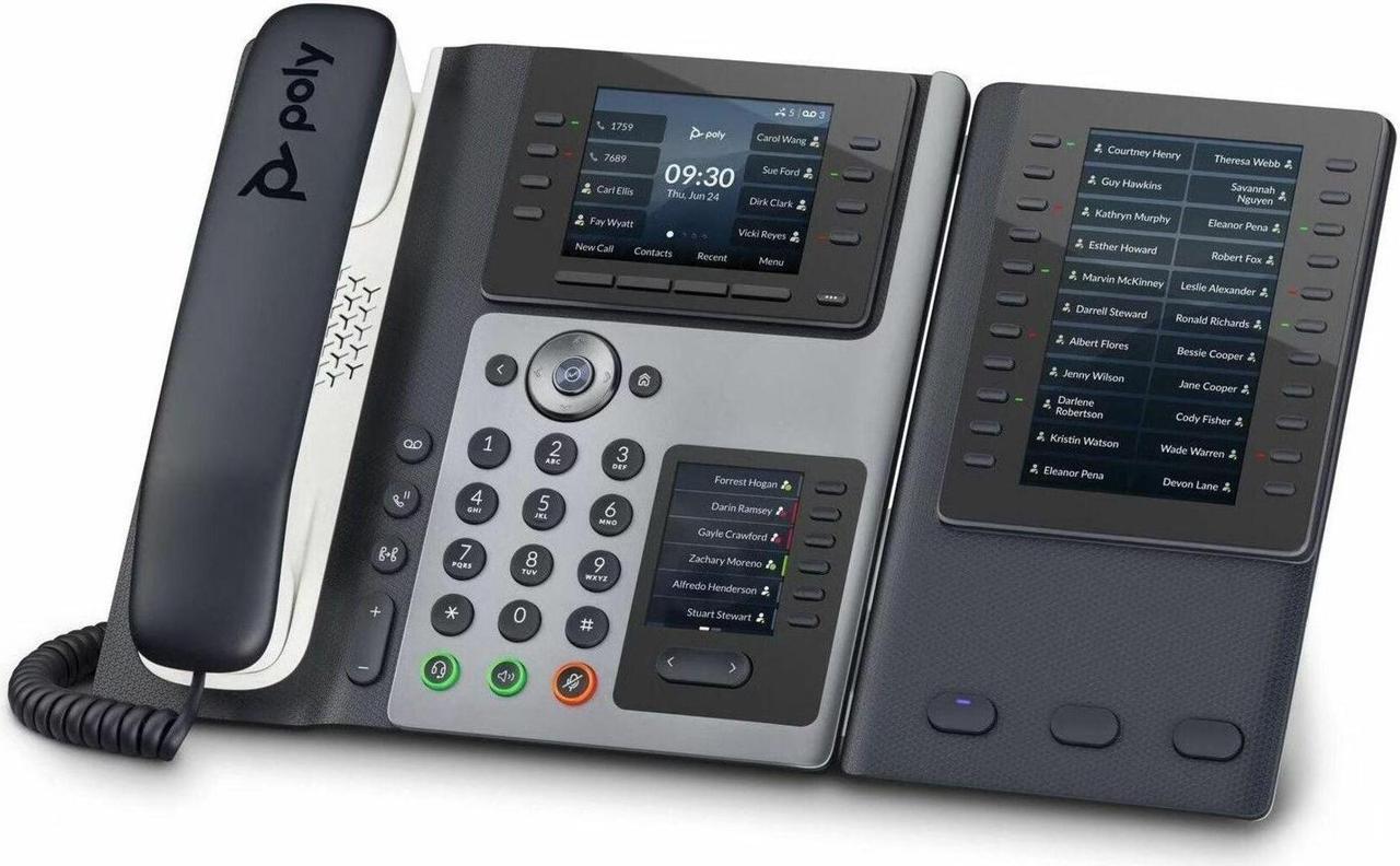 Alt view image 2 of 15 - HP Poly Edge E450 IP Phone Corded/Cordless Wi-Fi, Bluetooth Desktop Black VoIP IEEE 802.11a/b/g/n/ac 2x Network RJ-45 PoE Ports Model 82M90AA