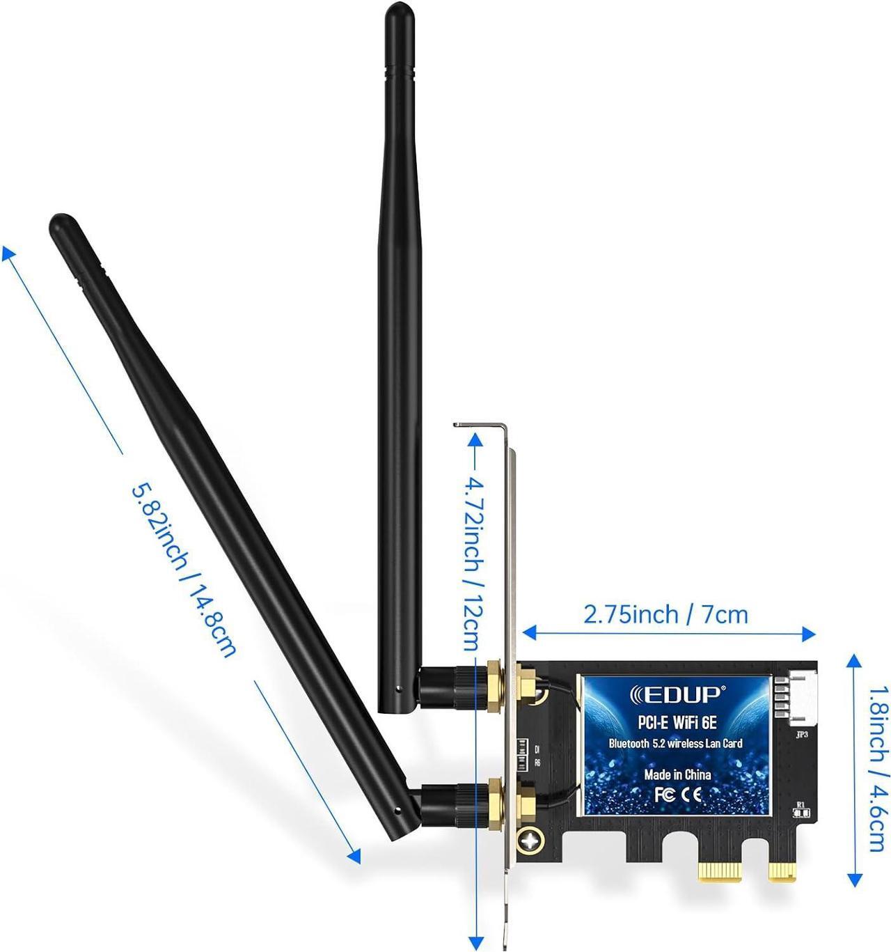 Main image of EDUP AX5400Mbps WiFi Card Wi-Fi 6E Bluetooth 5.2 Tri-Band AX210 PCIE Wireless WiFi Adapter Network Cards 6GHz/5GHz/2.4GHz MU-MIMO Ultra-Low Latency for Desktop PC Windows 10/11 64-bit (Model EP-9651)