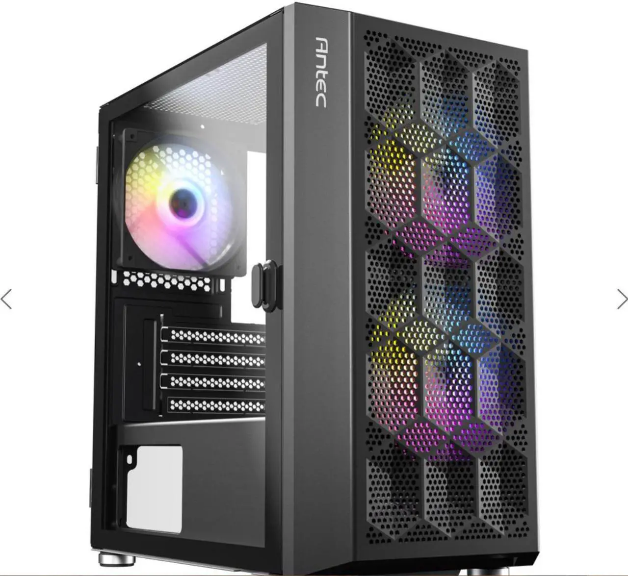 Main image of ANTEC NX200M RGB, Large Mesh Front Panel, USB3.0 Ready, 3 x 120mm RGB Fixed Mode Fans Included, TG Swing Side Panel, Up to 5 Fans Simultaneously, 240mm Radiator Support, Mini-Tower M-ATX Gaming Case