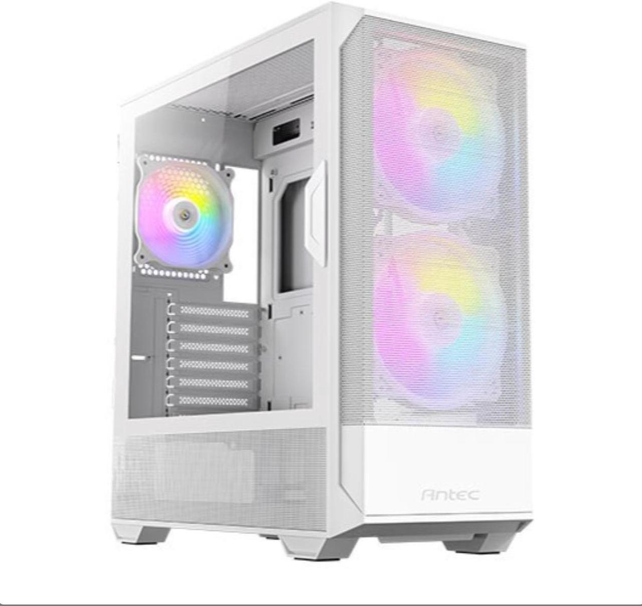 ANTEC NX416L White, High Airflow Mesh Front Panel, 2 x 160mm and 1 x 120mm ARGB Fans Included, Type-C, Tempered Glass Hinge Side Panel, Up to 11 Fans, 360mm Radiator Support, Mid-Tower ATX Gaming Case