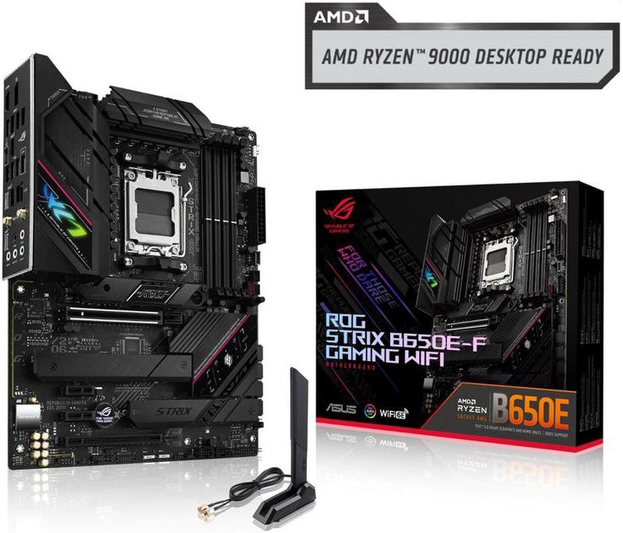 ASUS ROG Strix B650E-F Gaming WiFi AMD B650 AM5 Ryzen Desktop 9000 8000 & 7000 ATX motherboard, 12+2 power stages, DDR5, 3x M.2 slot, PCIe® 5.0, WiFi 6E, 2.5G LAN, USB 3.2 Gen 2x2 Type-C®, Aura Sync