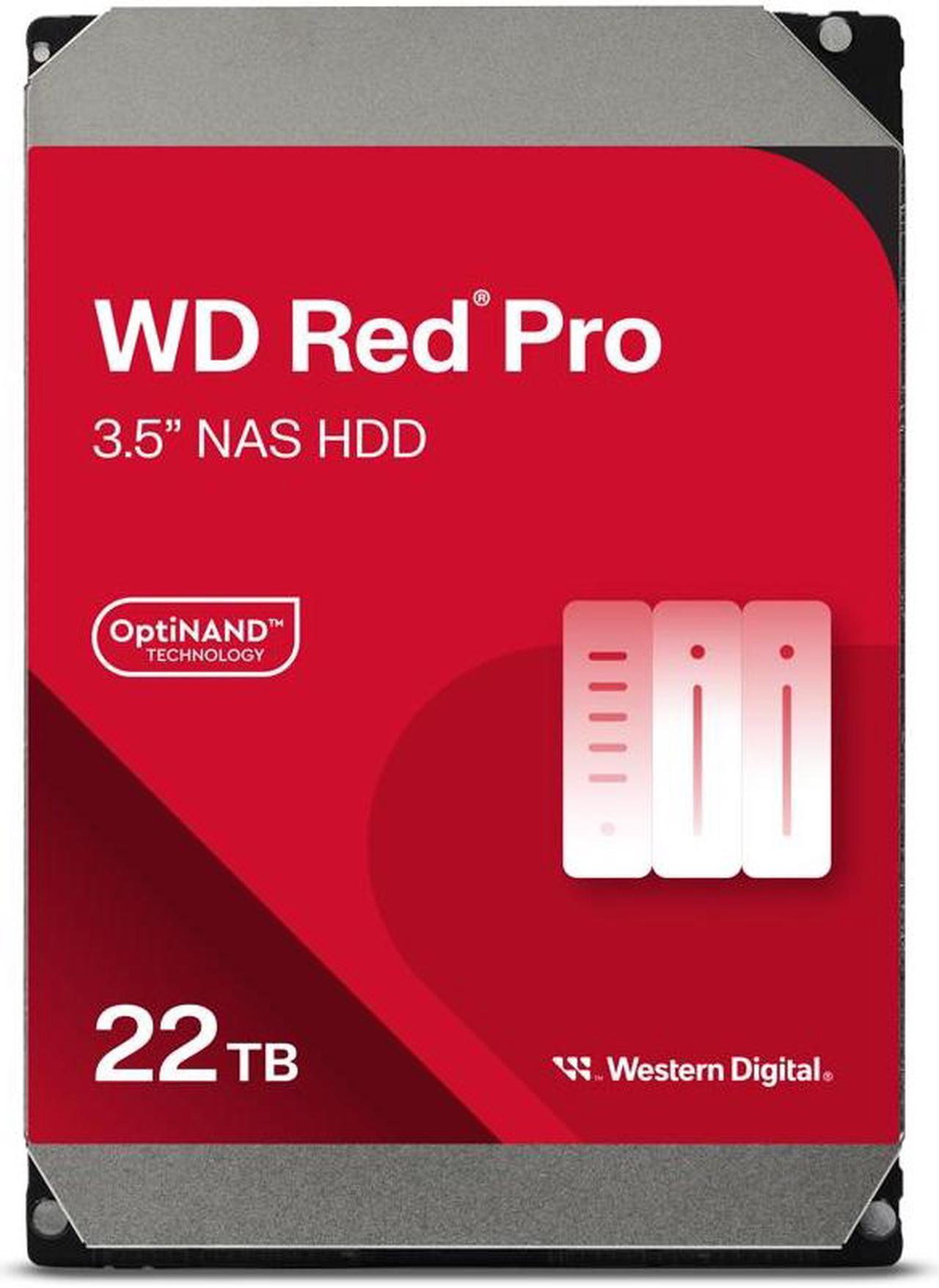 Western Digital 22TB WD Red Pro NAS Internal Hard Drive HDD - 7200 RPM, SATA 6 Gb/s, CMR, 512 MB Cache, 3.5" - WD221KFGX