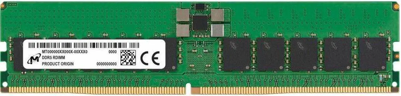 Main image of Micron 32 GB ( 1 X 32 GB ) DDR5 PC5-44800 5600MHz CL46 Dual-rank Memory 288-pin Server/Workstation Memory Model MTC20F2085S1RC56BR