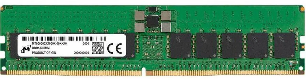 Main image of Micron 32 GB ( 1 X 32 GB ) PC5-44800 5600MHz 288-pin CL46 registered Server Memory Model MTC20F1045S1RC56BR