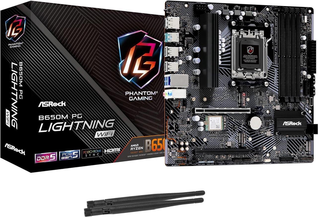 Main image of ASRock B650M PG Lightning WiFi AMD RYZEN 8000 and 7000 Series Socket AM5 DDR5 192 GB ATX 7200+(OC) HDMI Type-C SATA3 6.0 Gb/s 2.5G LAN