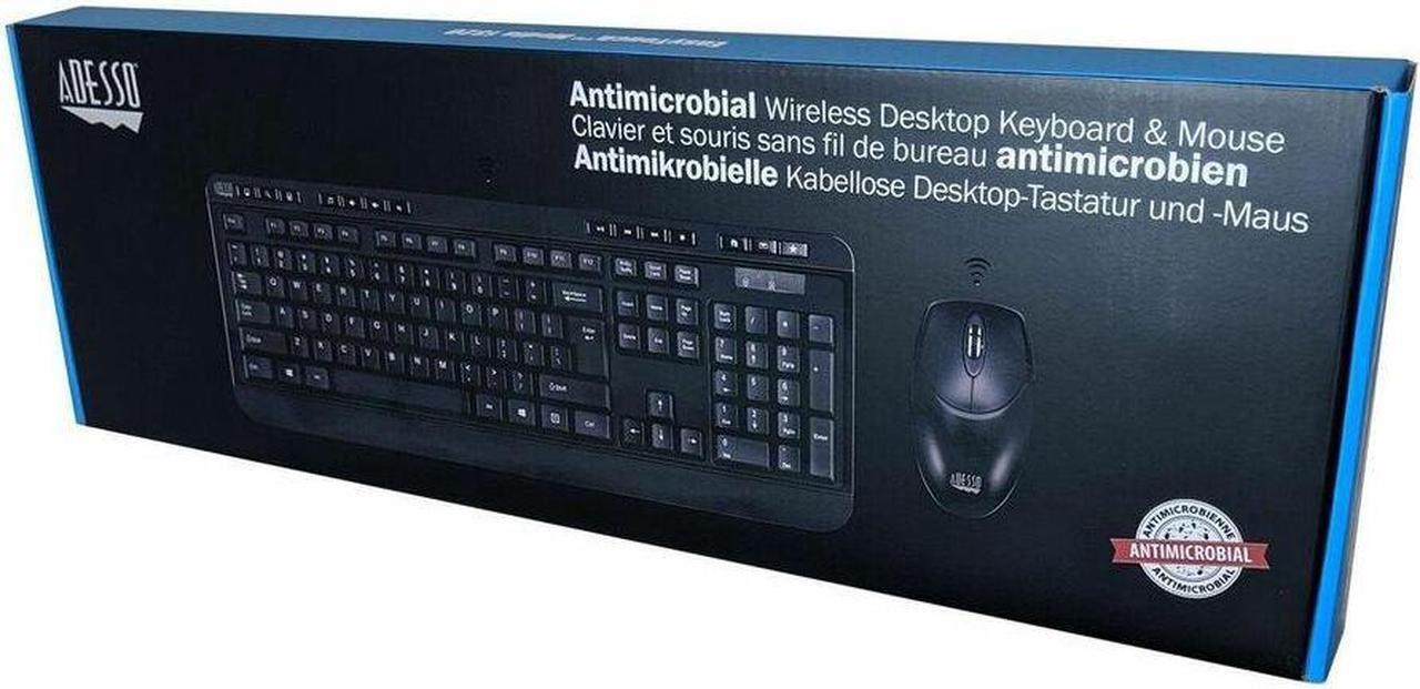 Alt view image 5 of 17 - Adesso Antimicrobial Wireless Desktop Keyboard and Mouse
