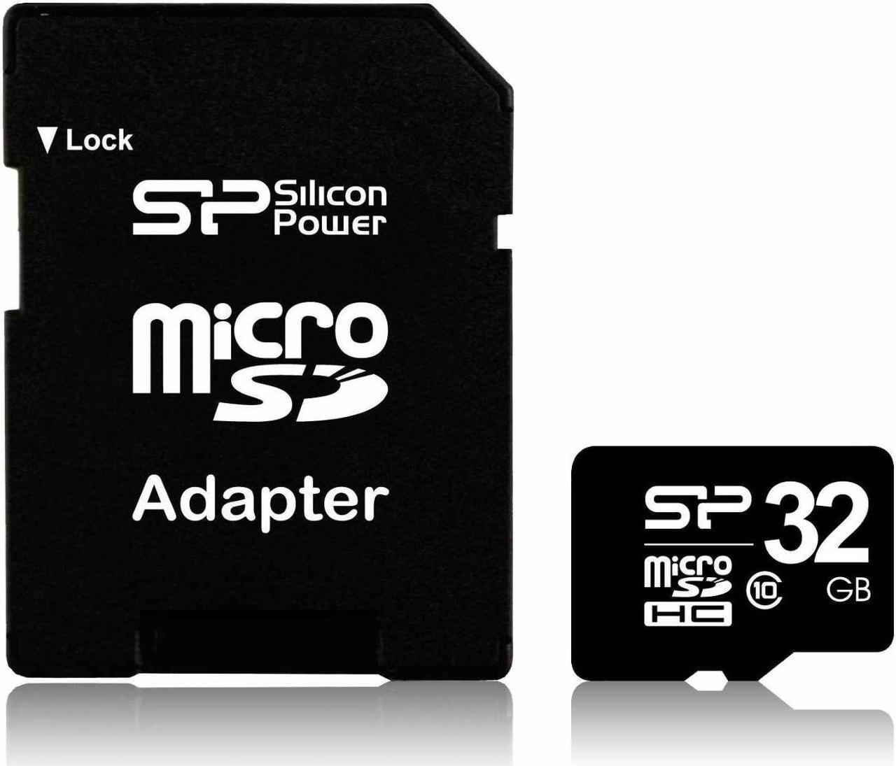 Main image of Silicon Power 32GB microSD Memory Card SDHC Class 10 w/ SD adapter Model SP032GBSTH010V10SP