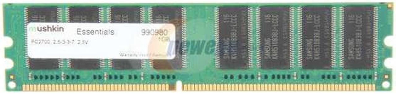 Mushkin Enhanced 1GB Essentials DDR PC-2700 333MHz 184-Pin Desktop Memory Model 990980