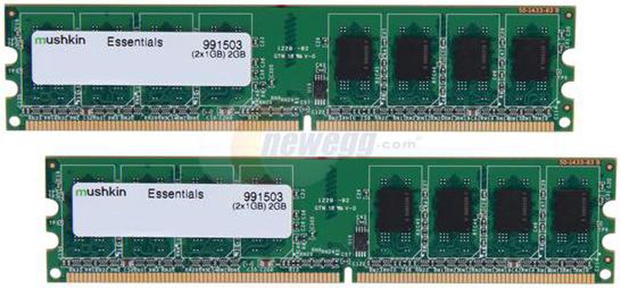 Mushkin 2GB (2x1GB) Essentials DDR2 PC2-5300 667MHz Desktop Memory Model 991503