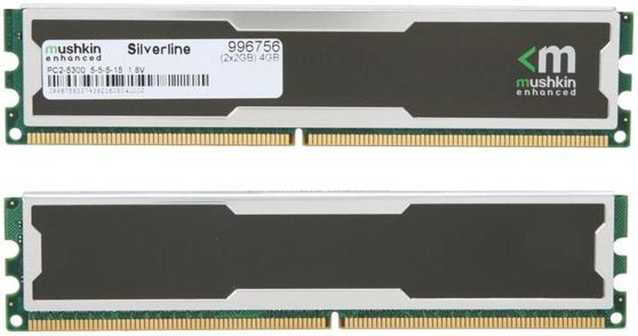 Mushkin Enhanced 4GB (2 x 2GB) Silverline DDR2 PC2-5300 667MHz 240-Pin Desktop Memory Model 996756