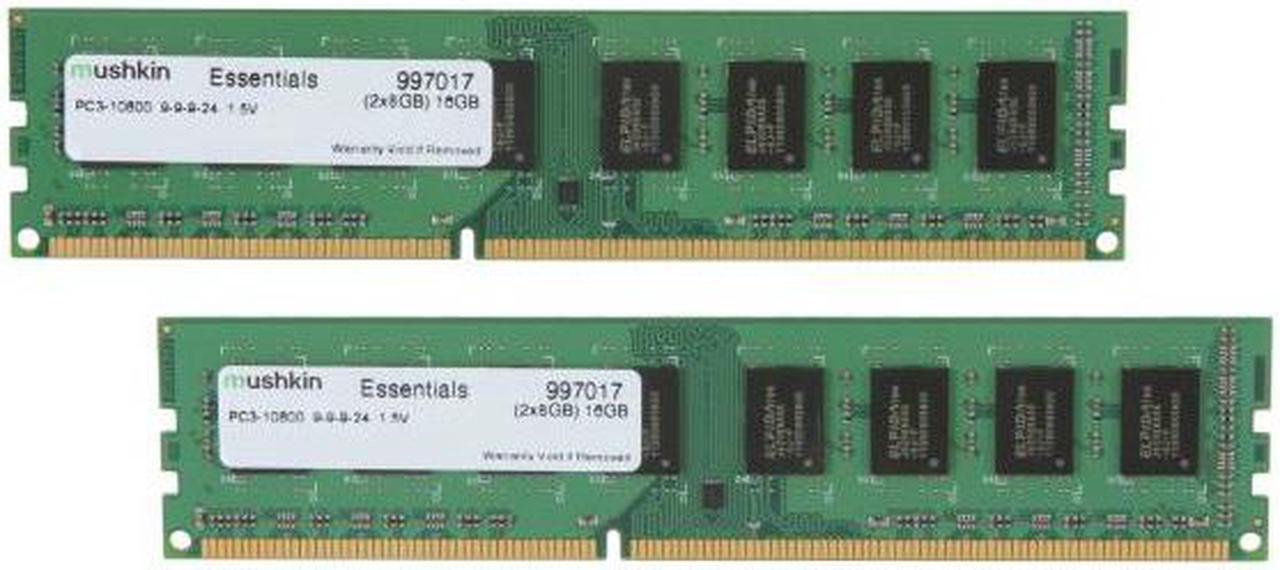 Mushkin Enhanced 16GB (2 x 8GB) Essentials DDR3 PC3-10600 1333MHz 240-Pin Desktop Memory Model 997017