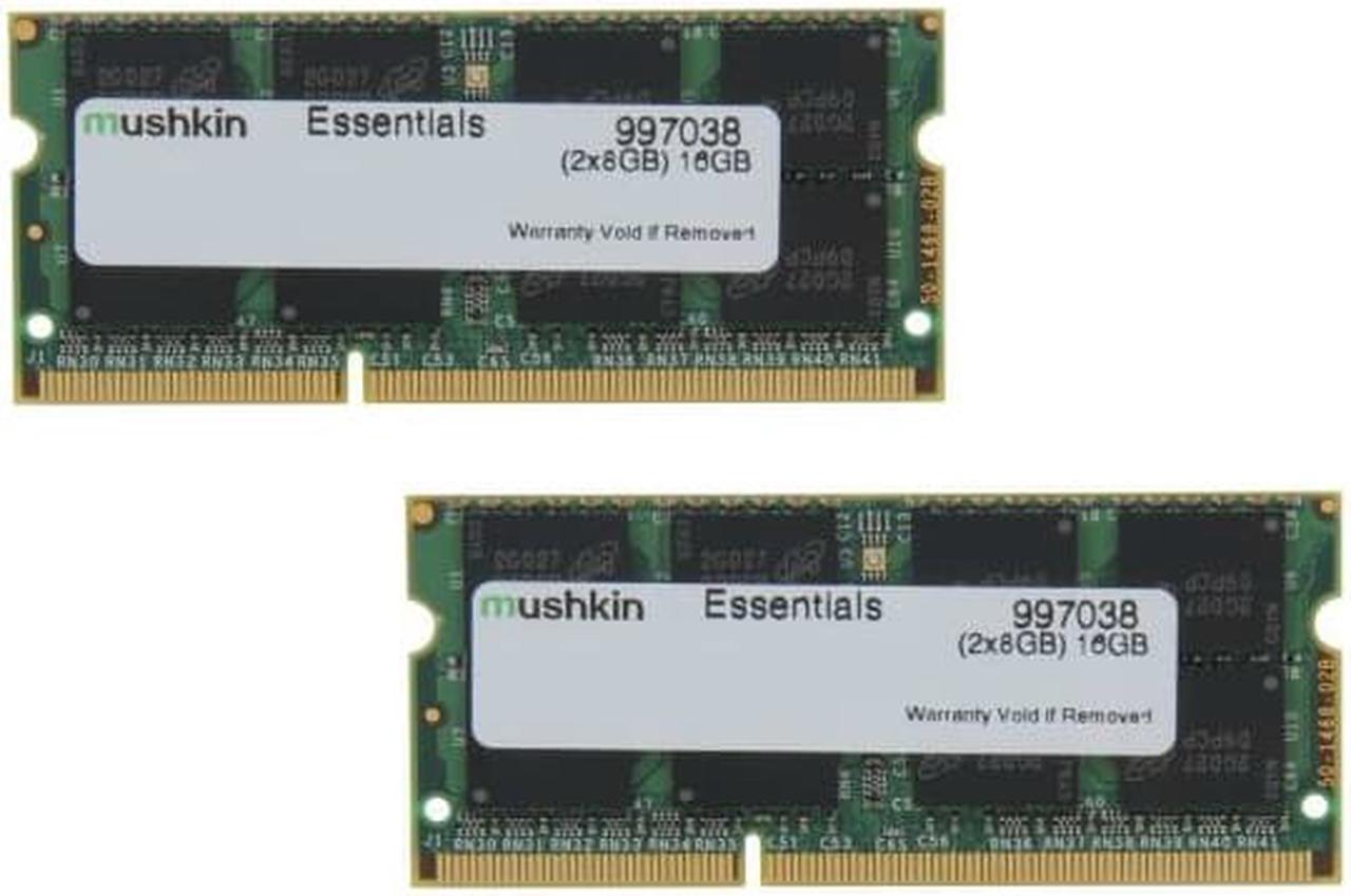 Mushkin Enhanced 16GB (2 x 8G) Essentials DDR3 PC3L-12800 1600MHz 204-Pin  Laptop Memory Model 997038