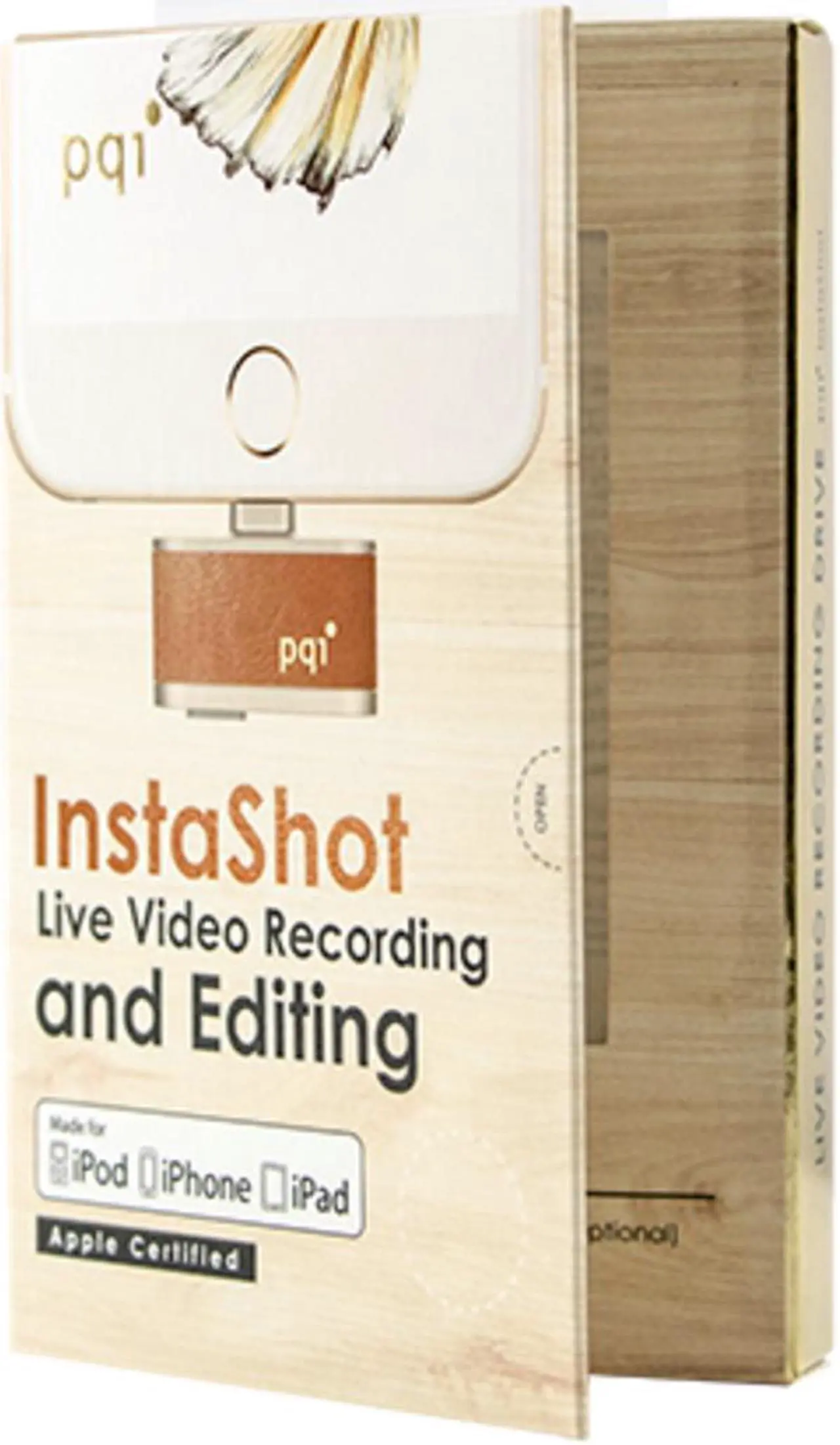 Alt view image 6 of 6 - PQI 64GB Instashot Live Video Recording and Editing Storage, incl. Leather Case and Cable Model 6I07-064GR1003