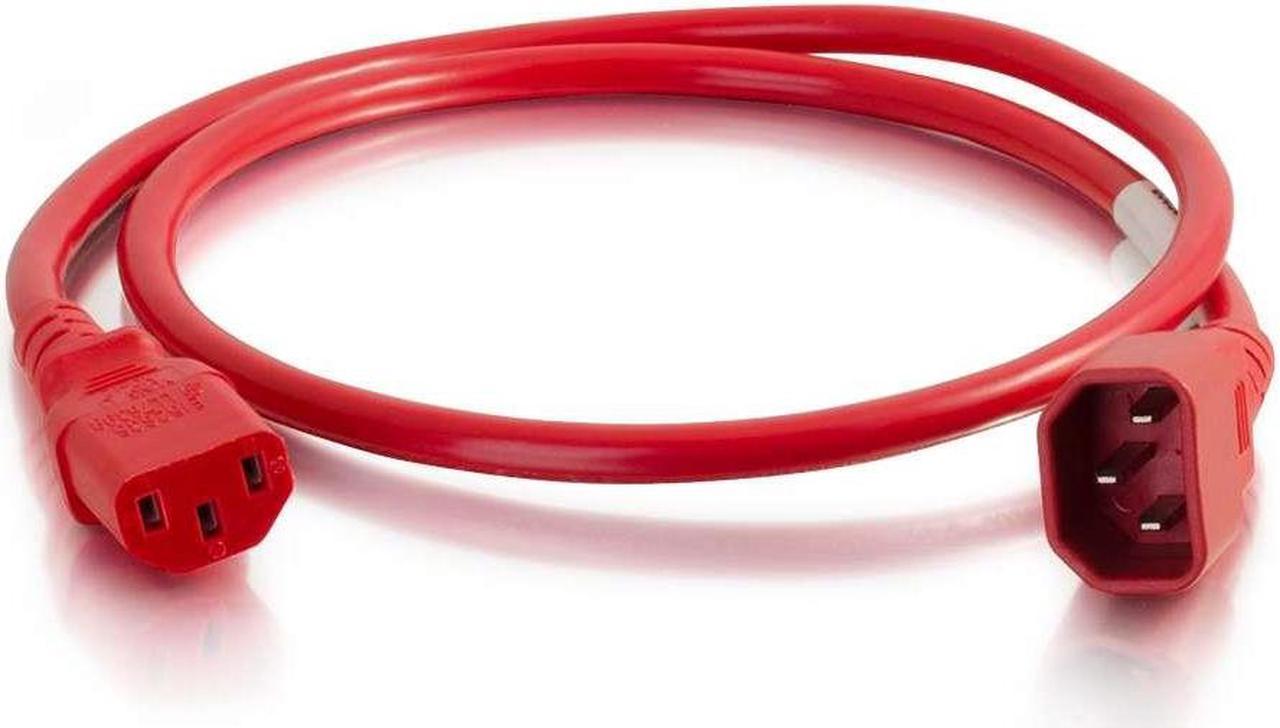 C2G 17481 18 AWG Power Cord - C14 to C13, Red (2 Feet, 0.60 Meters)