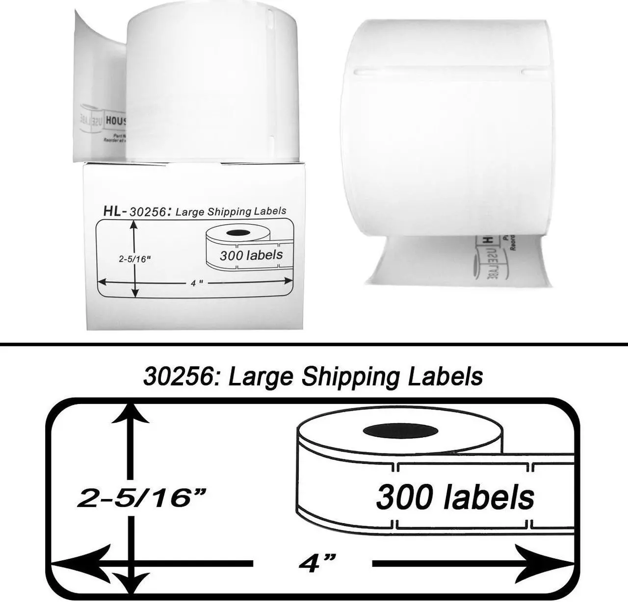 Alt view image 3 of 3 - DYMO-Compatible 30256 Large Shipping Labels (2-5/16" x 4") -- BPA Free! (6 Rolls; 300 Labels per Roll)
