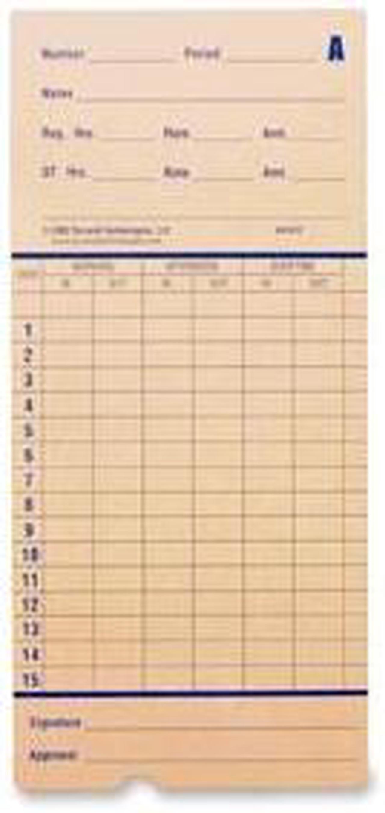 Main image of Pyramid 42415 Time Card for Model 2600, Monthly, 3-3/8 x 7-7/16, Two-Sided, 100/Pack