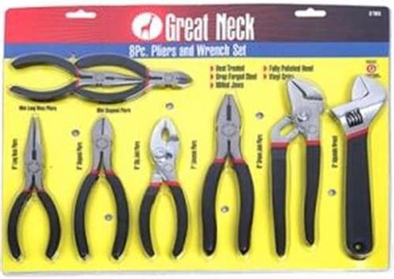 Alt view image 2 of 6 - Great Neck 8-Piece Steel Pliers and Wrench Tool Set 87900