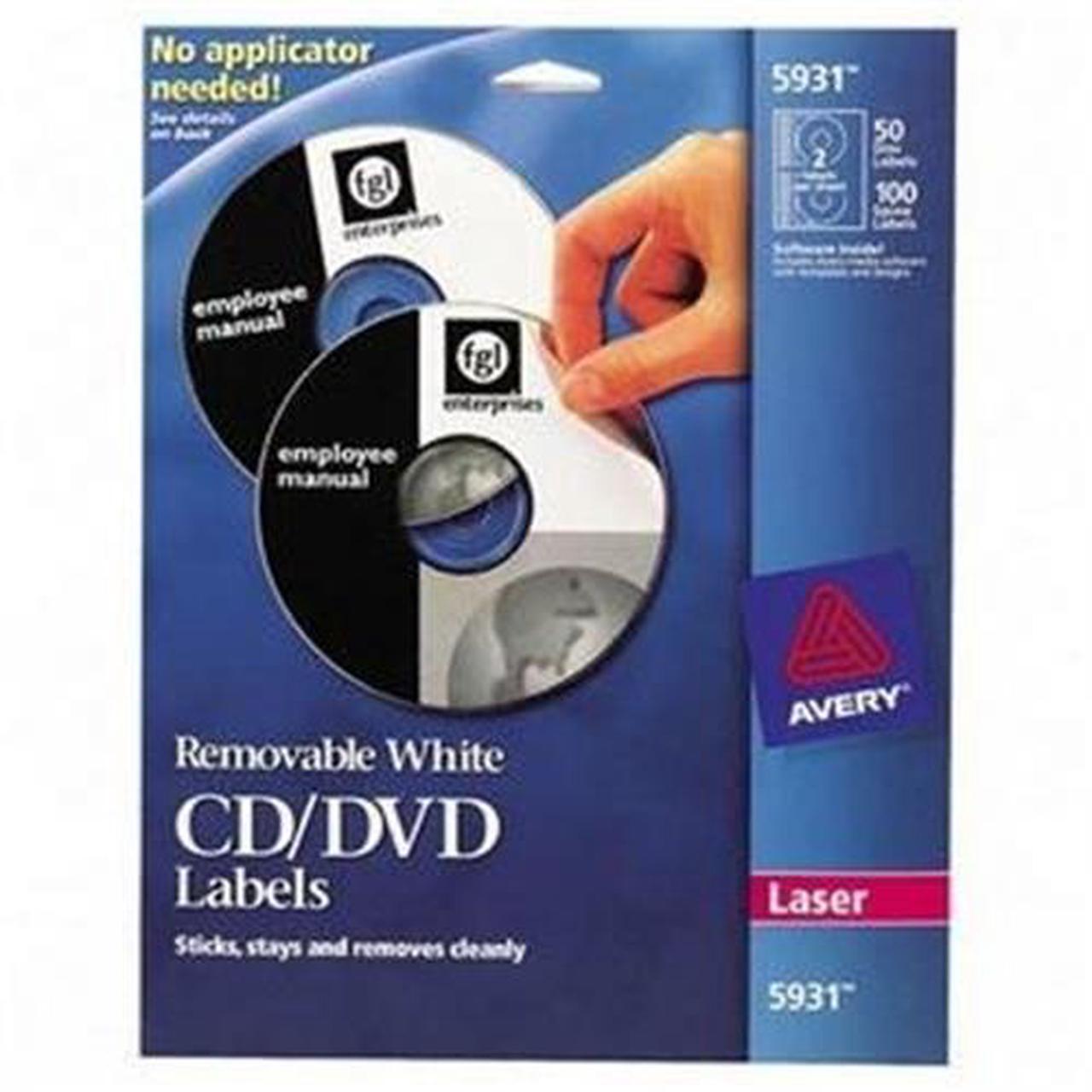 Alt view image 6 of 19 - AVERY 5931 Matte White Removable CD Labels for Laser Printers