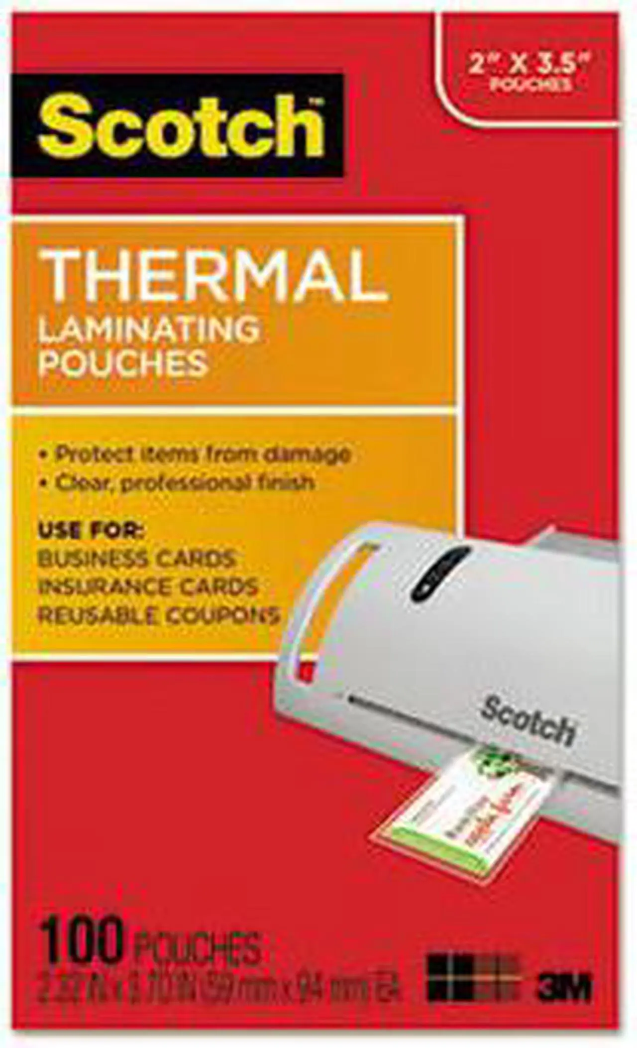 Alt view image 2 of 2 - 3M & Commercial Tape Div TP5851100 Business Card Size Thermal Laminating Pouches, 5 mil.