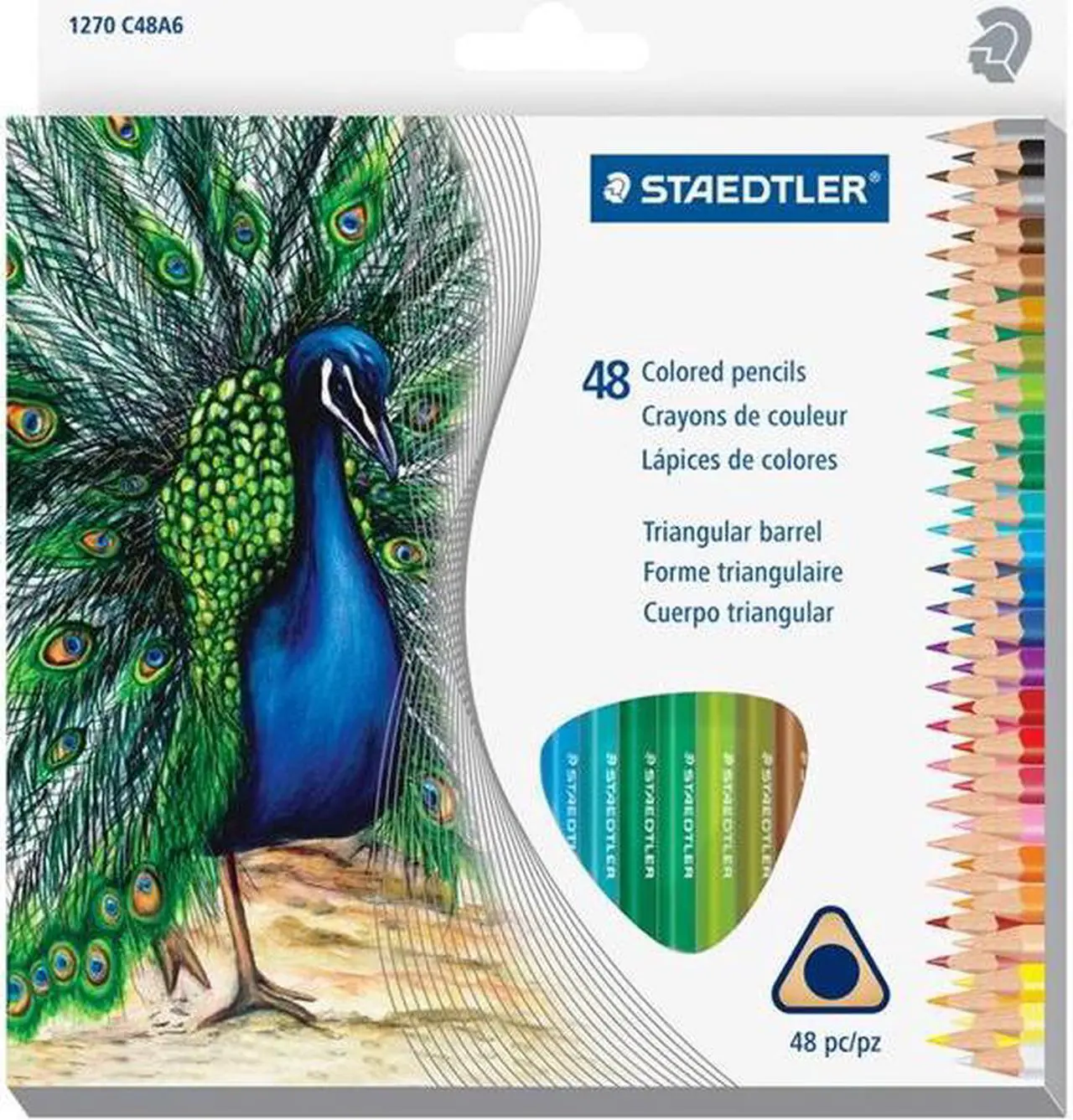 Alt view image 5 of 7 - Staedtler 1270C48A6 Triangular Colored Pencil Set, H/#3, 2.9Mm, 48 Assorted Colors