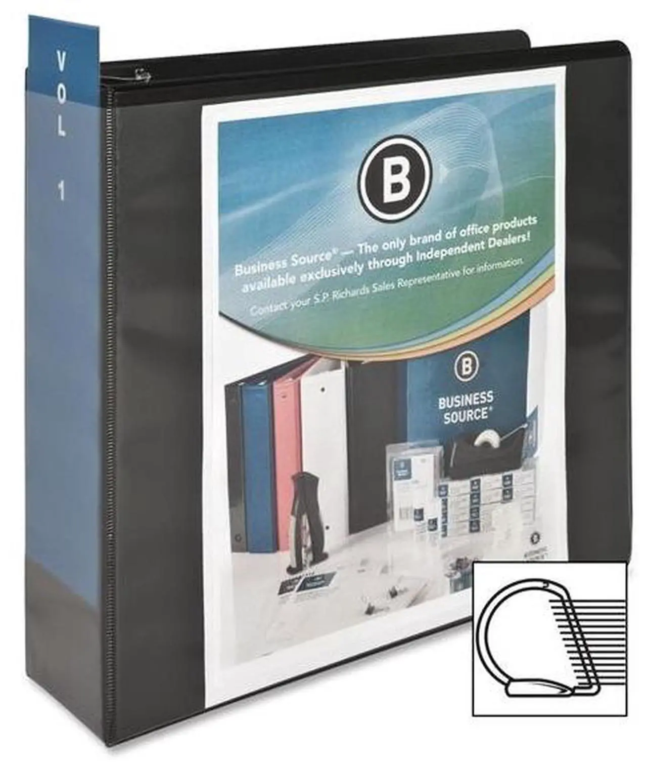 Alt view image 4 of 9 - Business Source D-Ring View Binder 3" Capacity 11x8-1/2" Black 28449