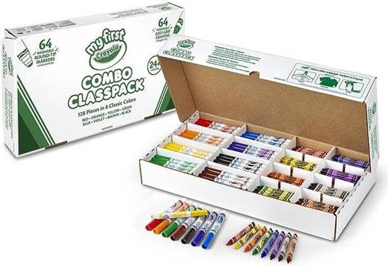 Alt view image 3 of 4 - Crayola 81-8128 My First Crayons And Markers Combo Classpack, Eight Colors, 128/Set