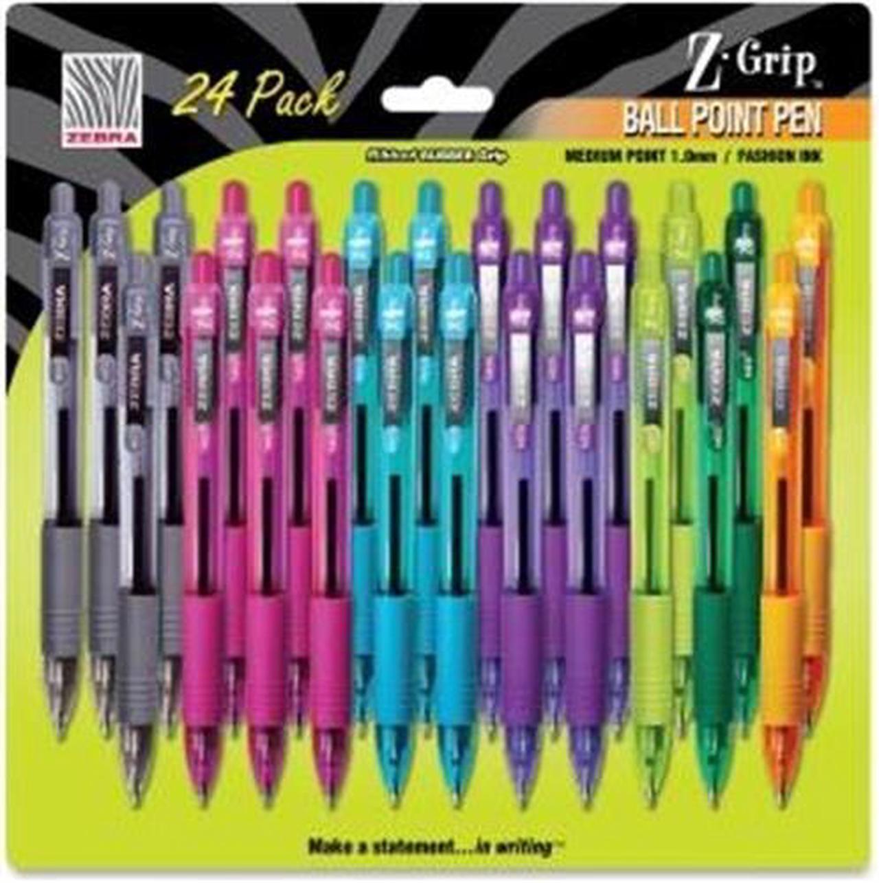 Alt view image 4 of 12 - Zebra Z-Grip Retractable Ballpoint Pen Assorted Ink Medium Point 24/Pack 12271