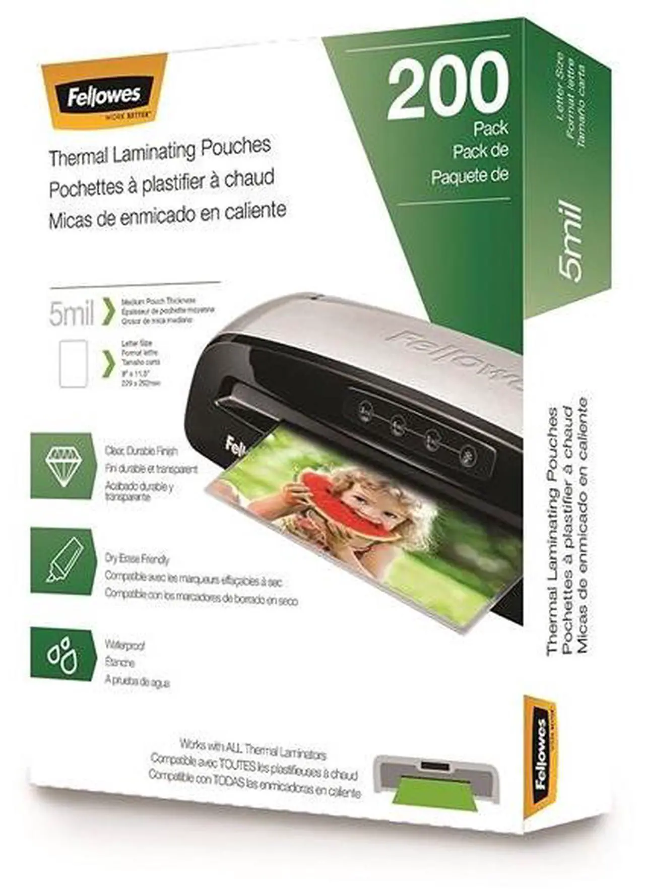 Alt view image 3 of 20 - Fellowes Laminating Pouches Letter Size Hot Pouch 9 x 11.5 5 mil 200 pack 5743601