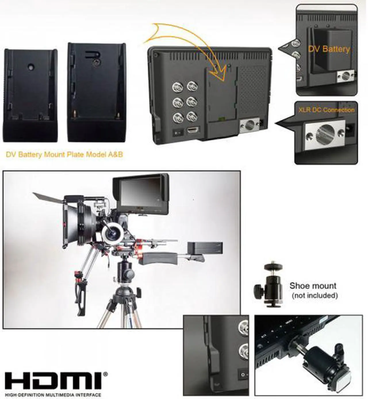 Alt view image 2 of 6 - Lilliput 7" 667GL-70NP/H/Y LCD Video Camera Monitor with HDMI YPbPr EU Plug