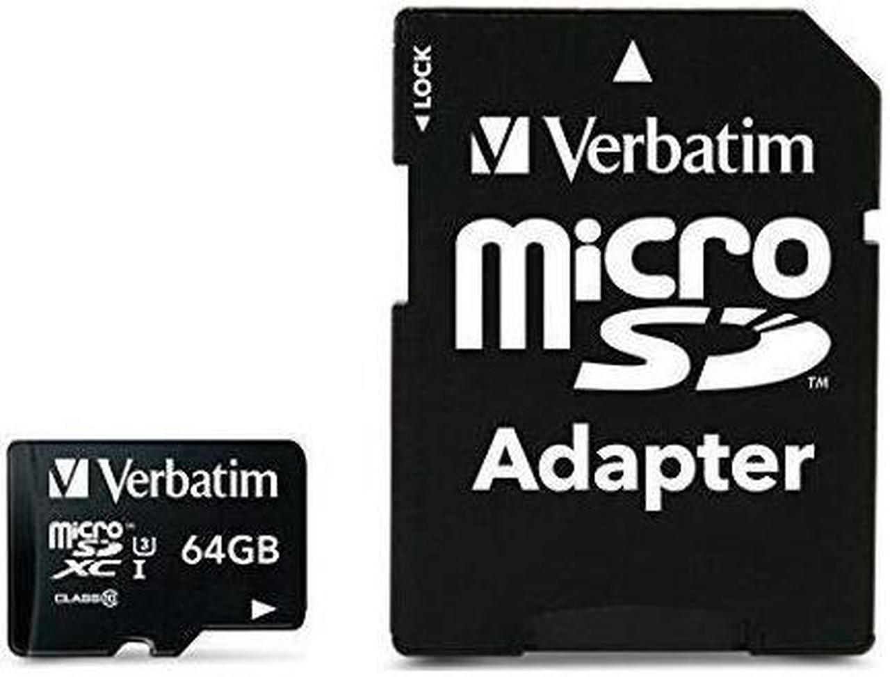 Verbatim Memory Card microSDXC w/Adapter 64GB BK/GY 47042