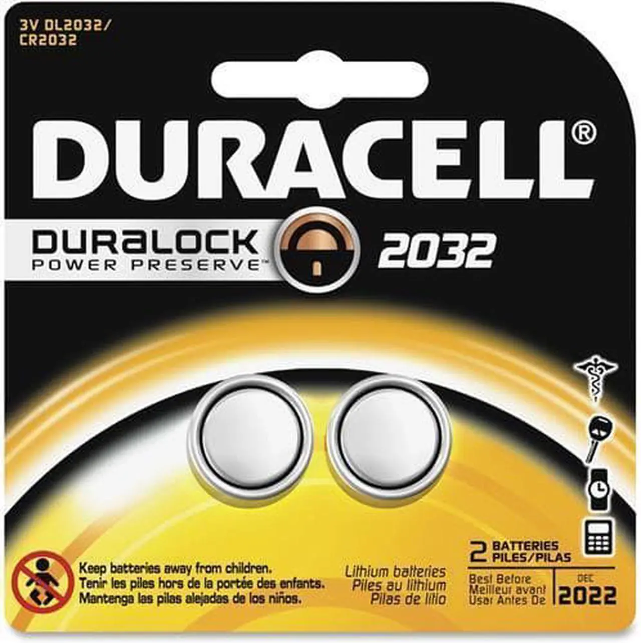 Alt view image 5 of 20 - DURACELL DL2032B2PK Coin Cell,2032,Lithium,3V,PK2