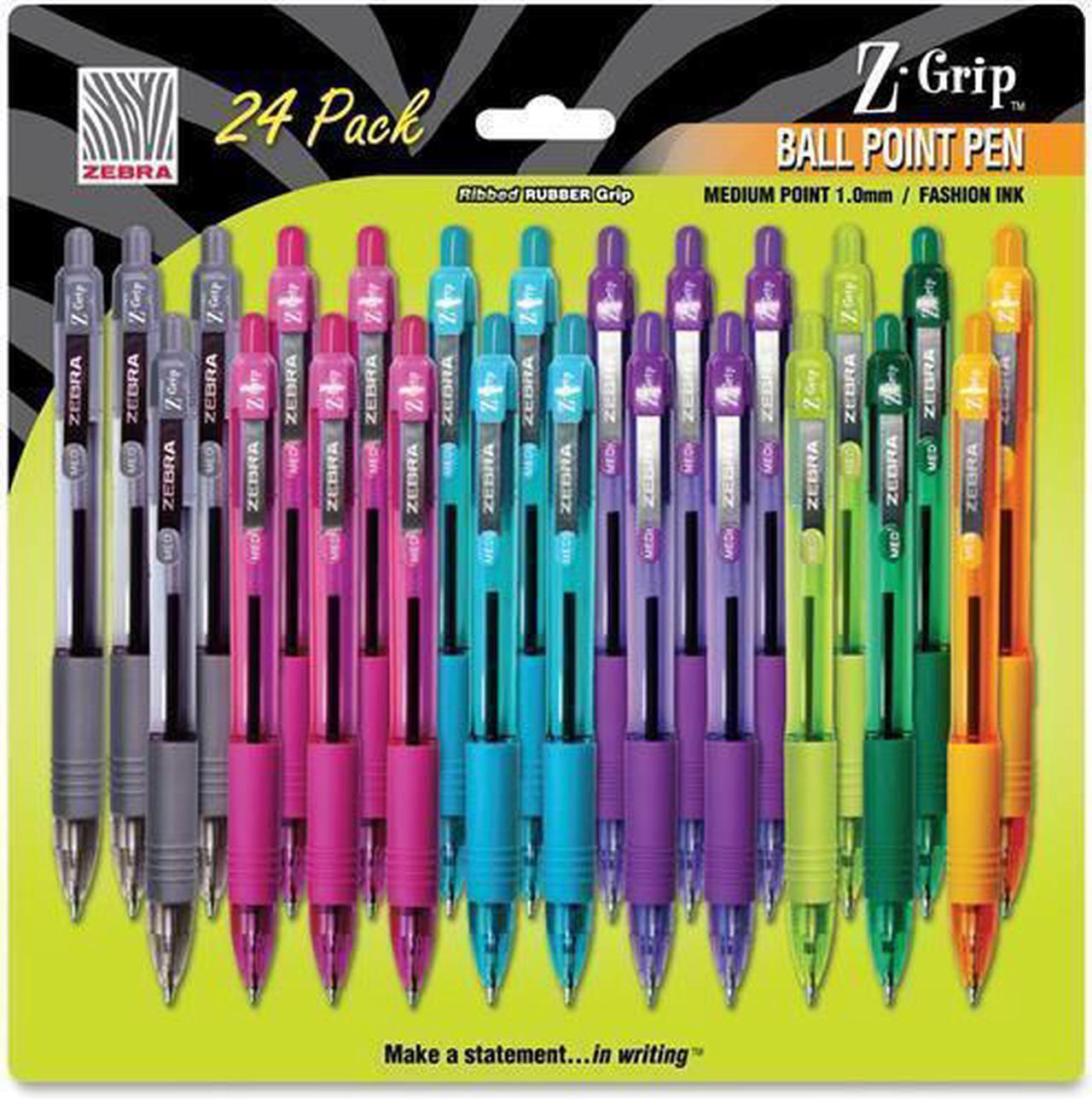 Main image of Zebra Z-Grip Retractable Ballpoint Pen Assorted Ink Medium Point 24/Pack 12271