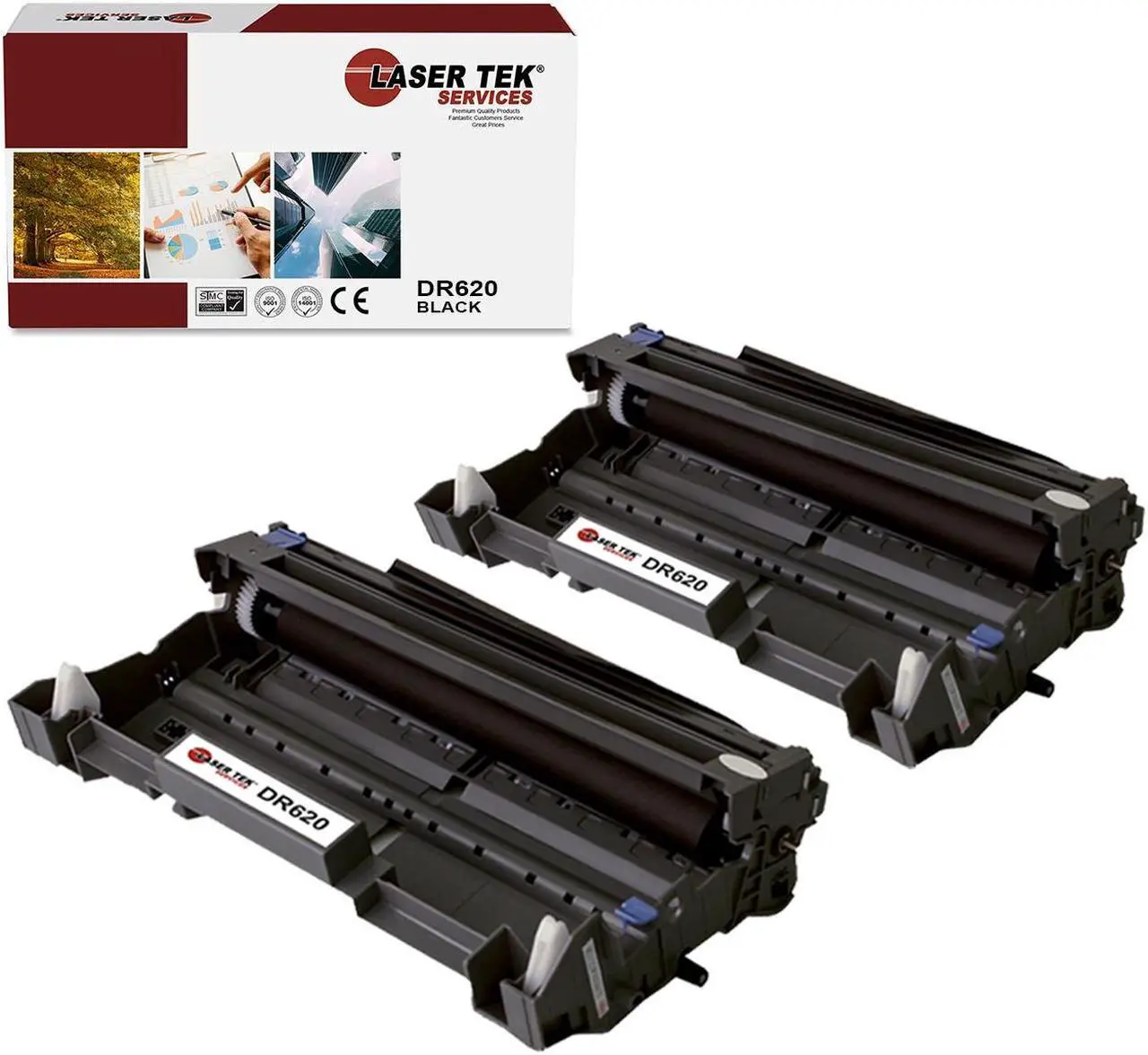 Main image of Laser Tek Services Compatible Drum Unit Replacement for Brother DR-620 DR620 Works with Brother DCP8050DN, HL5340D 5350DN, MFC8370 8680DN Printers (Black, 2 Pack) - 25,000 Pages