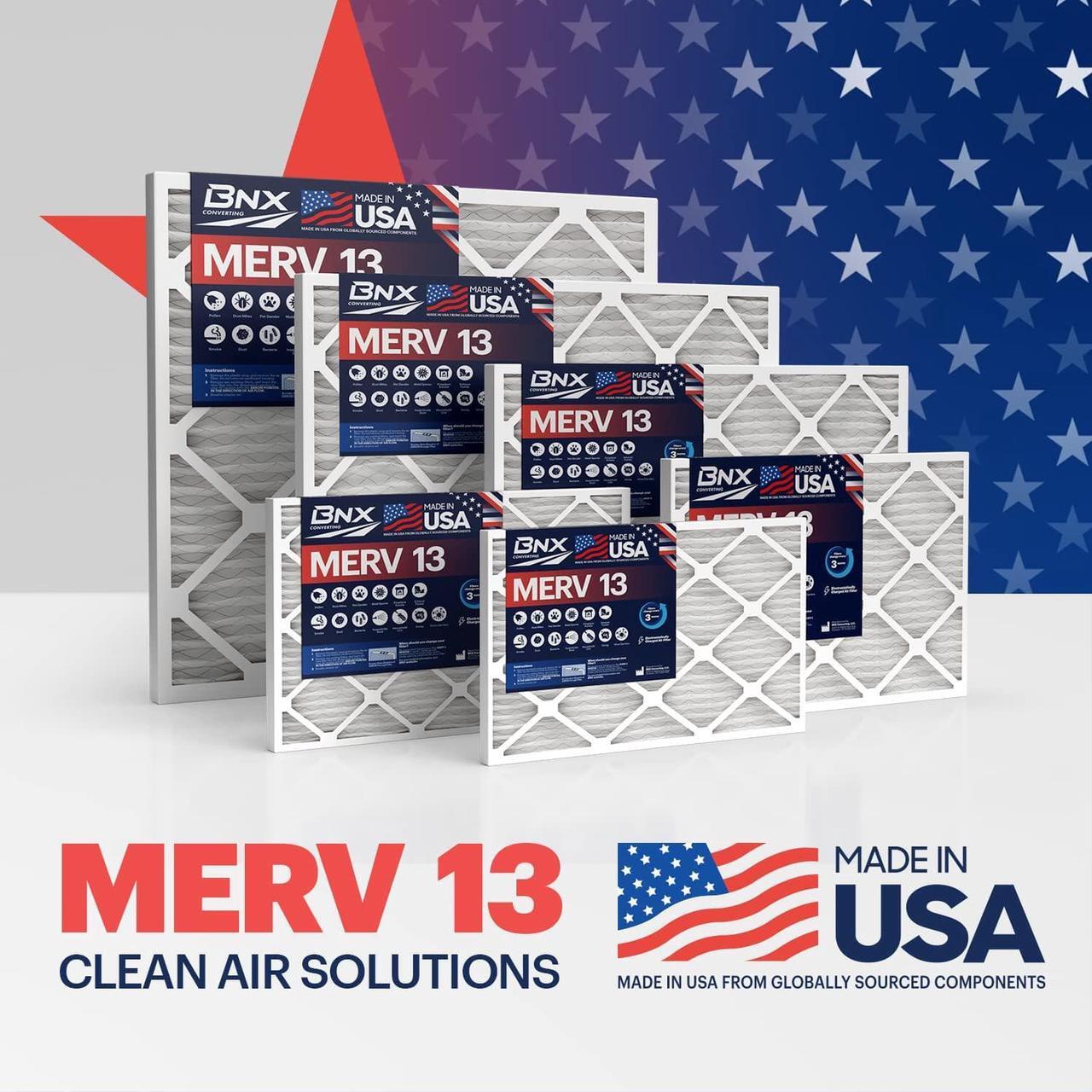 Alt view image 7 of 7 - BNX 16x20x1 MERV 13 Air Filter 4 Pack - MADE IN USA - Electrostatic Pleated Air Conditioner HVAC AC Furnace Filters - Removes Pollen, Mold, Bacteria