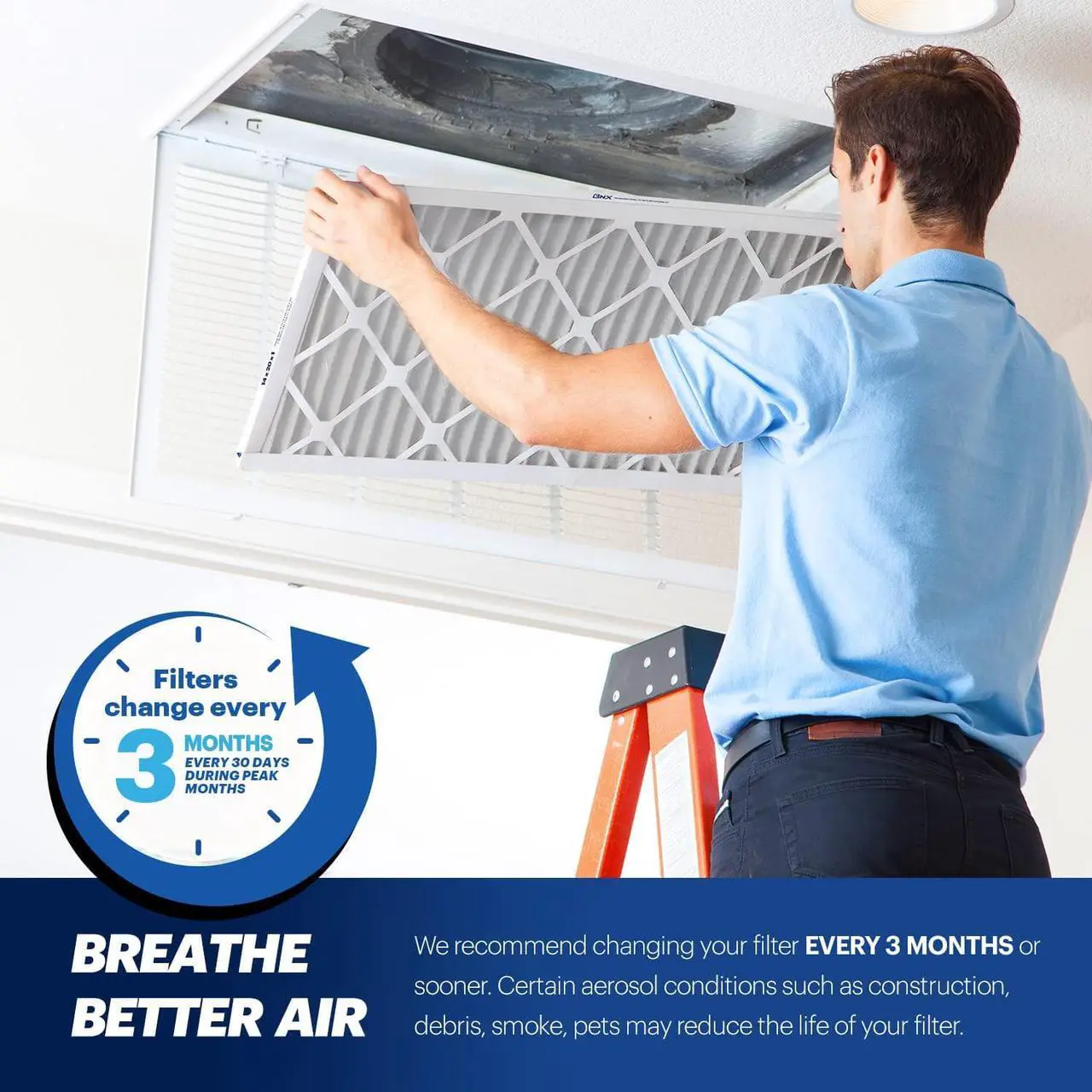 Alt view image 6 of 7 - BNX 14x25x1 MERV 13 Air Filter 4 Pack - MADE IN USA - Electrostatic Pleated Air Conditioner HVAC AC Furnace Filters - Removes Pollen, Mold, Bacteria