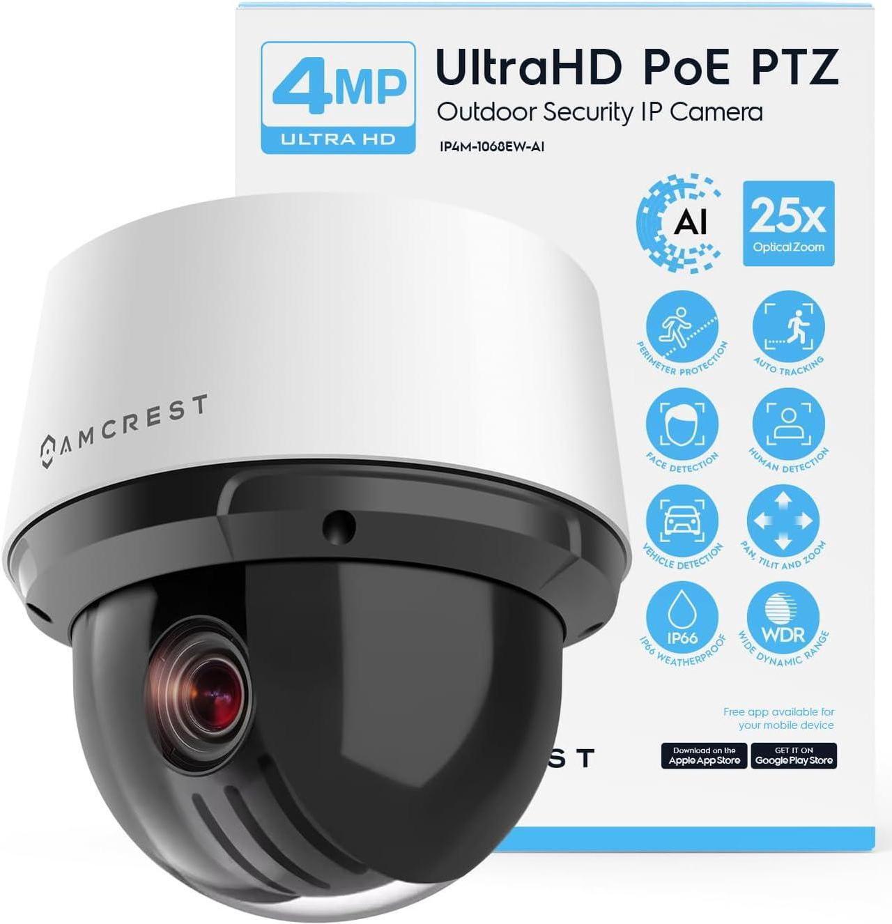 Main image of Amcrest 4MP Outdoor PTZ POE + AI IP Camera Pan Tilt Zoom (Optical 25x Motorized) Security Speed Dome, Human and Vehicle Detection, IVS, Face Detection, Auto Tracking, POE+ (802.3at) IP4M-1068EW-AI