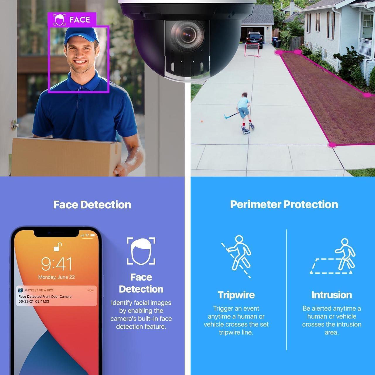 Alt view image 6 of 7 - Amcrest 4MP Outdoor PTZ POE + AI IP Camera Pan Tilt Zoom (Optical 25x Motorized) Security Speed Dome, Human and Vehicle Detection, IVS, Face Detection, Auto Tracking, POE+ (802.3at) IP4M-1068EW-AI