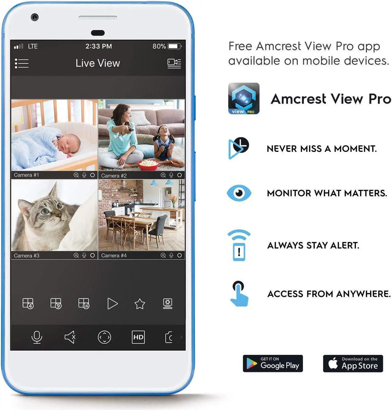 Alt view image 6 of 7 - Amcrest 2-Pack 1080p WiFi Camera Indoor, 2MP Pan/Tilt Home Security Camera, Auto-Tracking, Motion & Audio Detection, Enhanced Browser Compatibility, H.265, Two-Way Talk 2PACK-IP2M-841B-V3 (Black)