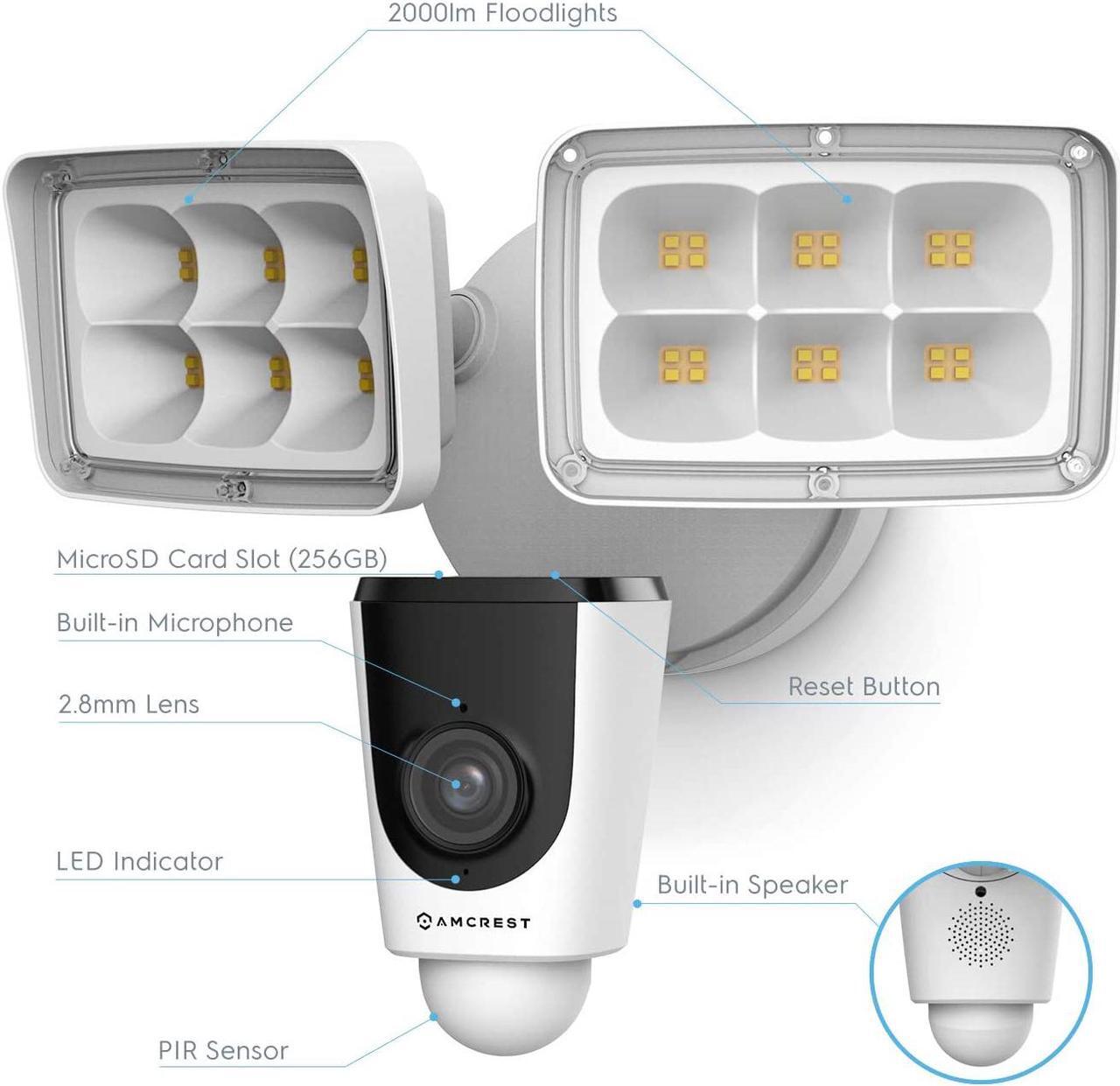 Alt view image 7 of 15 - Amcrest SmartHome 1080p WiFi Outdoor Security Camera with Floodlight, Built-in Siren Alarm, 2000lm Floodlight, Two-Way Audio, 114° View, IP65 Weatherproof, MicroSD & Smart Cloud Storage, ASH26-W