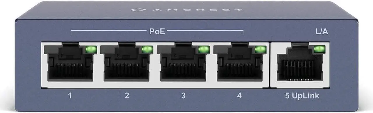 Main image of Amcrest AMPS5E4P-At-65 5-Port PoE+ Power Over Ethernet Poe Switch