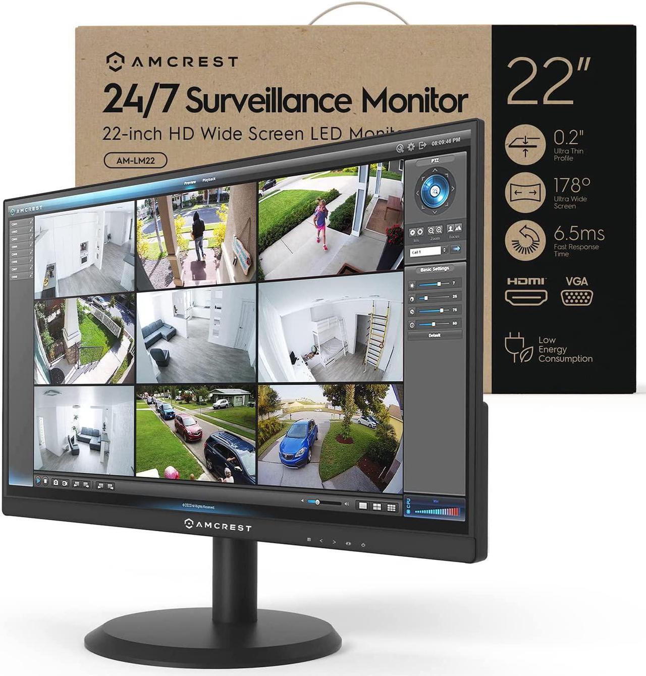 Main image of Amcrest 24/7 Surveillance Video Monitor, 22 inch PC Computer NVR/DVR Monitor, 1080p FHD 60Hz with HDMI VGA, Micro Bezel Design, W-LED for Home Office, Monitor AM-LM22